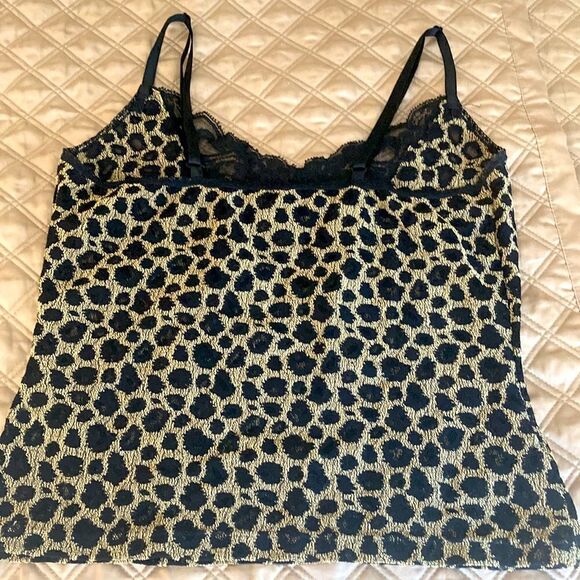 Leopard Camisole NWOT with Black Lace & Adjustable Straps. Size Small. - Picture 5 of 5